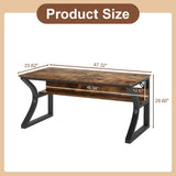 LUKYRA 47 Inch Computer Desk with Storage, Office Desk, Large Legroom, Sturdy U-Shaped Metal Frame Study Table, Home Rustic Brown