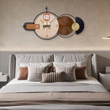 Anmotpe 38x20 Inch Large Modern Wall Clock for Living Room - Metal & Wood Combination, Silent Non-Ticking Battery Operated Decorative Clock for Home, Bedroom, Kitchen, Office