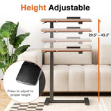 Small Standing Desk Rolling Table Adjustable Height, Laptop Mobile Stand with Wheels, Brown