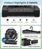 Camping Fan Rechargeable, 60H Long-Lasting Battery Powered Fan - 4 Speeds, 3 Light, Timer, Sleep Mode, Hook, Portable Fans for Camping Gear, Travel Essentials, Tent, RV, Outdoor, Garage, Emergency