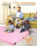 Gaialoop 3 Inch Memory Foam Camping Mattress, Dual Layer Thick Sleeping Camp Pad for Car Tent Cot, Roll-Up Portable Glamping Floor Bed for Guests Sleepover[Twin XL: 80 * 38 * 3"] Sakura Pink