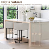 LUE BONA Counter Height Bar Stools Set of 6, Modern Barrel Counter Stools with Backrest and Arms