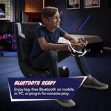 X Rocker Eclipse Video Gaming Floor Chair with Built-in Headrest Speakers, Wireless Bluetooth, Foldable, Vegan Leather, 300 lbs Max, Amazon Exclusive, Black and Silver, Gifts for Gamers