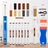 Laminate Wood Floor Repair Kit, Wax Melting Tool with Display, Hard Wax Filler, Marker Pen, for Floor, Furniture, Countertop & Tile Repair, Blue