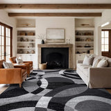 Rugshop Overlapping Circles Contemporary Abstract Area Rug Gray 10' x 14'