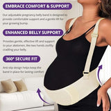 Maternity Belly Band with Back Support – Over-the-Shoulder Pregnancy Support Belt with Lumbar Support, Breathable Mesh Design, Strong Adjustable Hook & Loop Straps, No Digging Comfort for All-Day Wear (Beige, Large（154-187LB）)