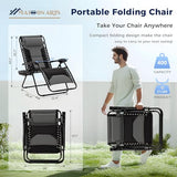 MAISON ARTS Oversized Zero Gravity Chairs Set of 2, Folding Padded Recliner Anti Gravity Lounge Chair with 28" Wide Seat and Cup Holder, Support 400lbs, Grey & Black
