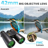 Asacam 12x42 Binoculars for Adults, High Powered Binoculars with Large Eyepiece, Lightweight HD BAK4 Prism for Bird Watching, Travel, Hunting, Camping, Sports