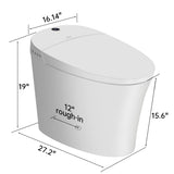 EPLO Smart Toilet,One Piece Bidet for Bathrooms,Modern Elongated Toilet with Warm Water,Dual Auto Flush,Foot Sensor Operation,Heated Bidet Seat,Electric Tankless Toilets with LED Display E16