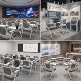 100 Pack Foldable Conference Chairs with Tablet Arm & Wheels Space-Saving