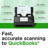 Wireless or USB High-Speed Cloud Enabled Invoices & Receipts Scanner, 100 Page Auto Document Feeder for Mac or PC