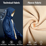 GINGTTO Mens Windbreaker Jackets Waterproof Blue Winter Fleece Lined Jacket for Men Softshell Warm Coats with Hood White L