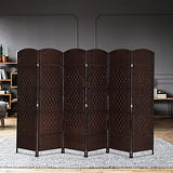 VINGLI 6-Panels Tall Rattan Room Divider, 6 FT Folding Privacy Screen, Indoor Partition Wall Dividers