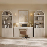 Book Shelf 82" Tall Arched Cabinet Bookcase with Doors 5 Tier Book Shelves with Storage Large Bookshelves Wide Bookshelf
