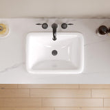 Bathroom Vessel Sink 20" x 15" Semi Recessed Sink White Drop in ceramic Sink with Overflow Modern Sinks Bowl Vanity Above Counter Basin