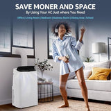 GarveeTech 14000 BTU Portable Air Conditioner - 4 in-1 Cooling, Dehumidifier, Fan & Sleep Mode, Quiet AC Unit for Rooms up to 750 Sq.Ft, 24H Timer, Remote & Window Kit Included, White Top Cover