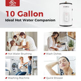 CAMPLUX Tank Water Heater Electric,10 Gallon Point of Use Hot Water Heater (ME100B) 120V 1500W, Easier Using with Adjustable Thermostat, Save Time, UL Listed