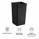 Getzi 5 Pack Black 50 Gallon Square Commercial Trash Can, Heavy Duty Resin Waste Bin, Large-Capacity Indoor Outdoor Garbage Container for Restaurant, Office