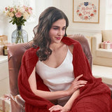 inhand Pomegranate Red Knitted Throw Blanket for Couch Bed, Mothers Day/Mom Birthday Gifts for Mom from Daughter Son, Soft Lightweight with Tassels, Farmhouse Decorative Blanket for Women, 50"x60"