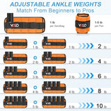 VBSD Adjustable Ankle Weights for Men Women, 10lb 1 Pair Leg Weight Straps, Weighted Ankle Weights Set, 1-5 lbs Each Ankle, 1 Pair 2-10 lbs, Orange