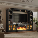 OneBlis 98" Wall Unit TV Stand with 36" Electric Fireplace