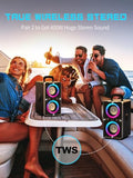 YIER Bluetooth Speaker, 200W Peak Loud Stereo with Big Bass, 20H Playtime, TWS, Fast Charging, Portable Handle, Wireless Large Boombox Bocina with LED Light for Party Outdoor Backyard Camping