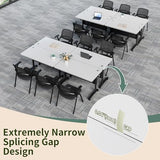 8PCS Modular Folding Conference Table, Mobile Meeting Training Table with 2 Cable Grommets & 4 Lockable Wheels,Space Saving Nesting Storage for Office School Seminar Classroom(8pcs,White,47.2in)