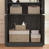 Vyre 71" Tall Farmhouse Bookshelves with Glass Doors and Drawers, Set of 3 – Large Modular Bookcase with Adjustable Shelves