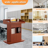 Wooden Lectern Podium Stand with Drawers - Adjustable Height Speaking Lectern for Churches