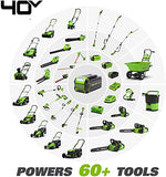 Greenworks 40V 21" Cordless Brushless Push Mower, 4.0Ah + 2.0Ah USB Batteries and Charger Included