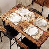IRONCK Dining Table Set for 4, Wood Kitchen Table with Upholstered Chairs for Kitchen Room and Small Spaces