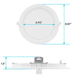LUXRITE 8 Inch Ultra Thin LED Recessed Lighting, 23W, 5 Color Selectable 2700K | 3000K | 3500K | 4000K | 5000K, CRI 90, 1800 Lumens, Dimmable LED Wafer Lights, Wet Rated, Baffle Trim (6 Pack)