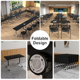Folding Conference Table, 6 Pack Foldable Rolling Conference Room Tables