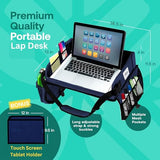 Travel Lap Desk, Travel Tray, Portable Lapdesk for Car, Remote Work, Road Trips, School, Laptop Pad with Storage Pocket