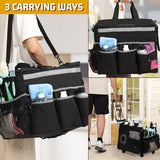 Large Cleaning Caddy Bag with Detachable Trolley, Handles and Shoulder Strap for Cleaners Housekeepers