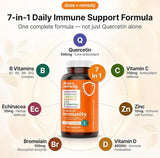 A Dose of Immunity - 7 in 1 Quercetin 500mg Supplement with Bromelain, Zinc, Vitamin C, Vitamin D & Vitamin B Complex Echinacea Immune Support Booster Supplements - 60 Count