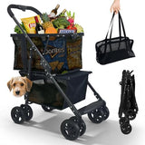 Single-Hand Fold, Collapsible Utility Trolley Cart for Groceries, Laundry, Camping & Pet Traveling