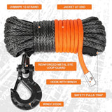 Aomifunny Synthetic Winch Rope,1/4" x 50 ft 10000Lbs Winch Rope Line, Synthetic Winch Cable with Protective Sleeve+Winch Hook for Offroad Vehicle ATV UTV SUV (Black)