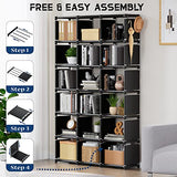 Mavivegue Bookcase, 18-Cube Extra Large Book Shelf, DIY Cube Storage Organizer for Bedroom, Living Room, Home Office - Black
