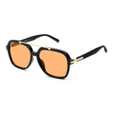 SOJOS Big Trendy Polarized Aviator Sunglasses for Women Men, 80s 90s Retro Square Aviators Sun Glasses SJ2672, Black/Light Yellow Tint