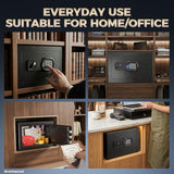 ANBEGE Biometric Safe Box, 0.44 Cu Ft Fingerprint Safe with Keypad & Key Access, Hidden Security Safe for Cash, Jewelry & Valuables, Home, Office, College Dorm