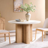 T4TREAM 47" Fluted Round Dining Table for 4-6, Mid-Century Modern Kitchen Table