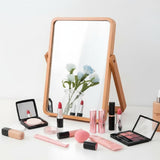 ZOROSY Desk Makeup Mirrors with Wood - Rectangle Wall-Mounted Mirrors Table Mirrors for Living Room Bedroom Birthday Gifts (10.5" L x 7.8" W)