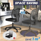 Swivel No Arms Small Home Desk Chair Without Arms for Computer with Height Adjustable Lumber Support and Rotatoable Wheels for Small Spaces