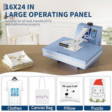 Fast Heating, Industrial Quality with Adjustable Pressure Industrial Digital Heat Press Machine Sublimation for T-Shirt, Light Blue