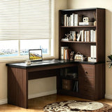 L Shaped Office Desk with Hutch, 1"Thick Corner Computer Desk, 3 Drawers