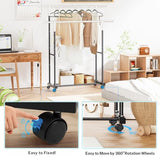 VICERII Double Clothing Rack, 130LB Capacity Heavy Duty Garment Rack with Wheels and Bottom Shelf, 55.51 Inch Long Rolling Clothes Racks, Black