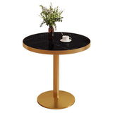 60cm Mid-Century Modern Round Dining Table for 2-4, Pedel Base, Slish Black Design for Home, Office, Living Room, Kitchen, Dining Room, Contemporary Fur