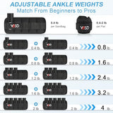 VBSD Adjustable Ankle Weights for Women Men, 4lbs/Pair Wrist Leg Weight Straps, Weighted Arm Weight Set with Removable Sandbags for Walking Running Physical Therapy Yoga Pilates Home Workout
