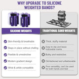 INDEPANDIA Wrist & Ankle Weights for Women and Men, 4lbs Pair Adjustable Silicone Weighted Bangles for Arm & Leg Workouts, Gradient Purple